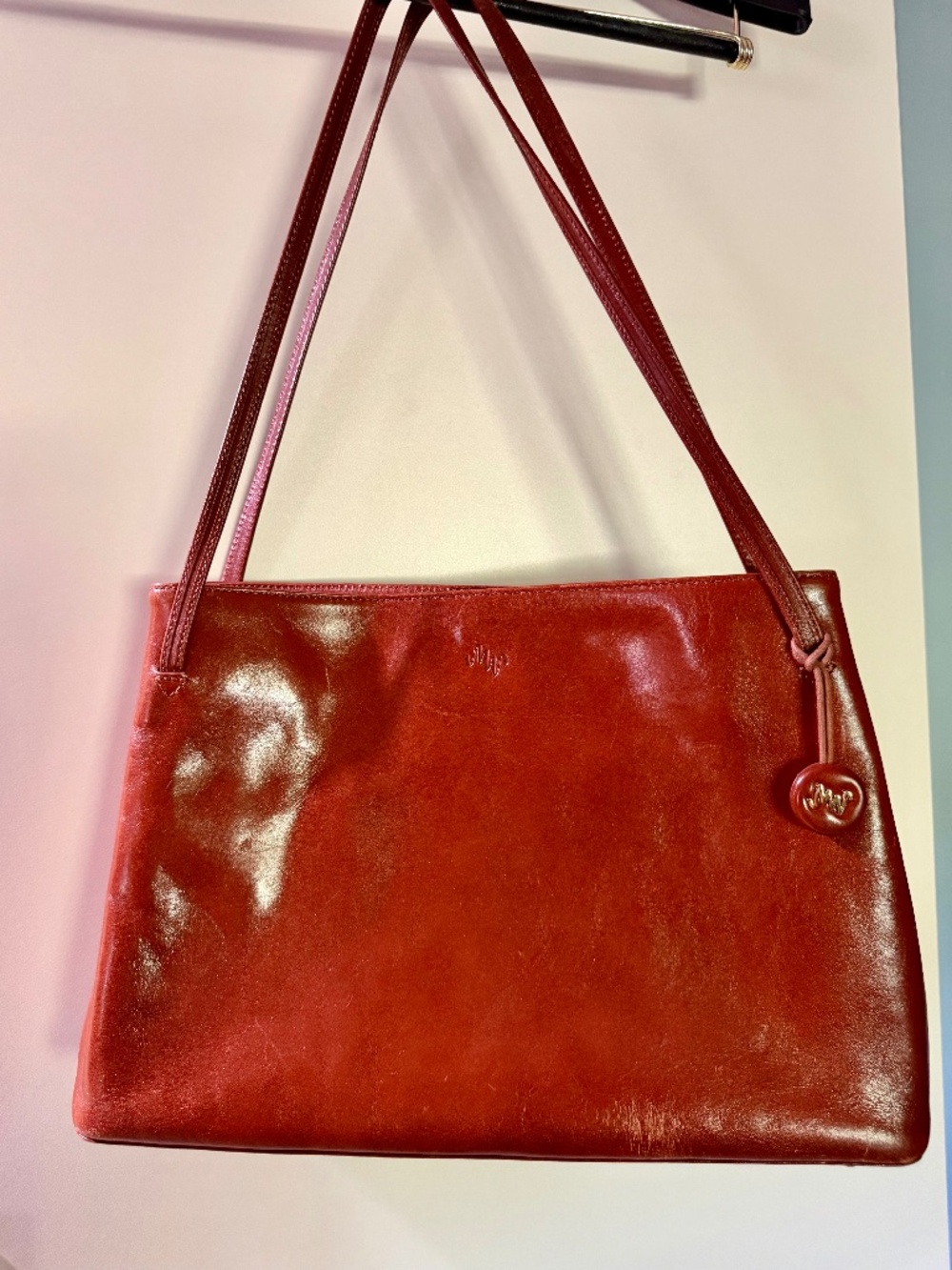 Fabulous Vintage Monsac Leather Shoulder Tote — Cognac Brown, Italian Leather
